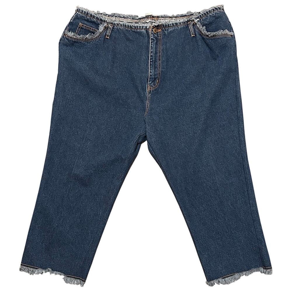 Juke Box Cropped Jeans Women’s Size 22 Plus Blue Denim Raw Frayed Hem